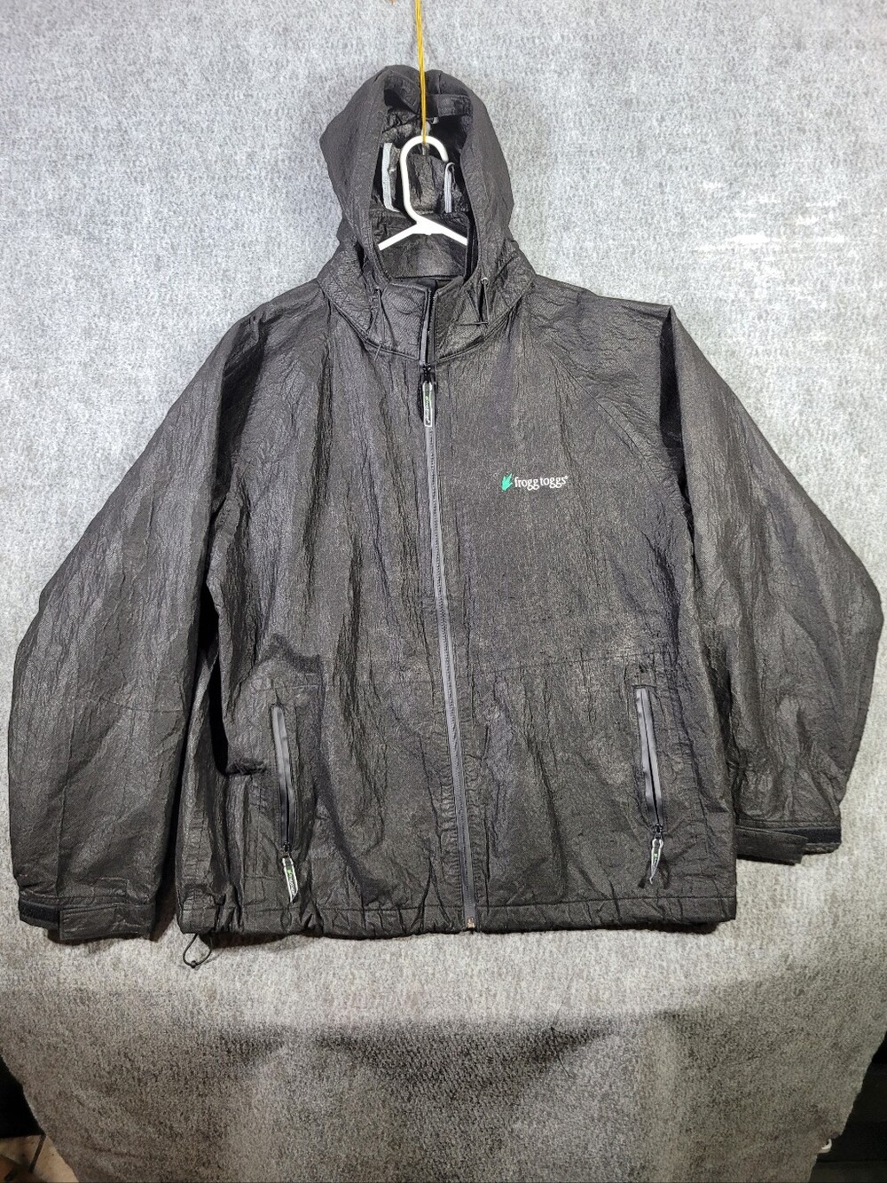 Frogg Toggs Ultra Lite Mens Rain Jacket Black Hooded Lightweight Size XXL